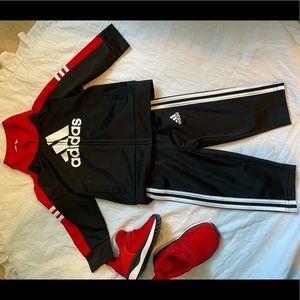 Infant red adidas sweatshirt 6months with pants